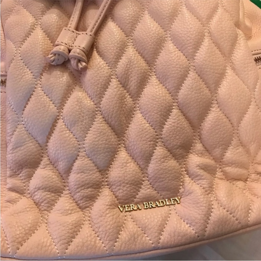 Vera Bradley Quilted Leather Amy Backpack Blush Baby Pink Travel Floral Purse - Picture 3 of 10